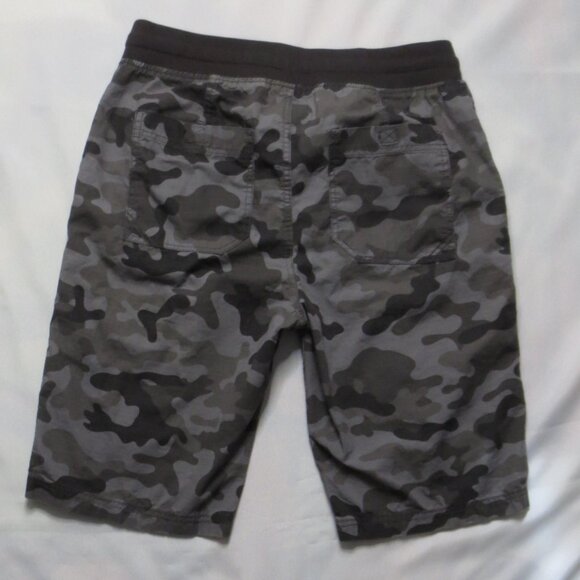 WT02 mens SHORTS camo GRAY stretch waist CARGO pull on DRAWSTRING size M - Picture 10 of 11